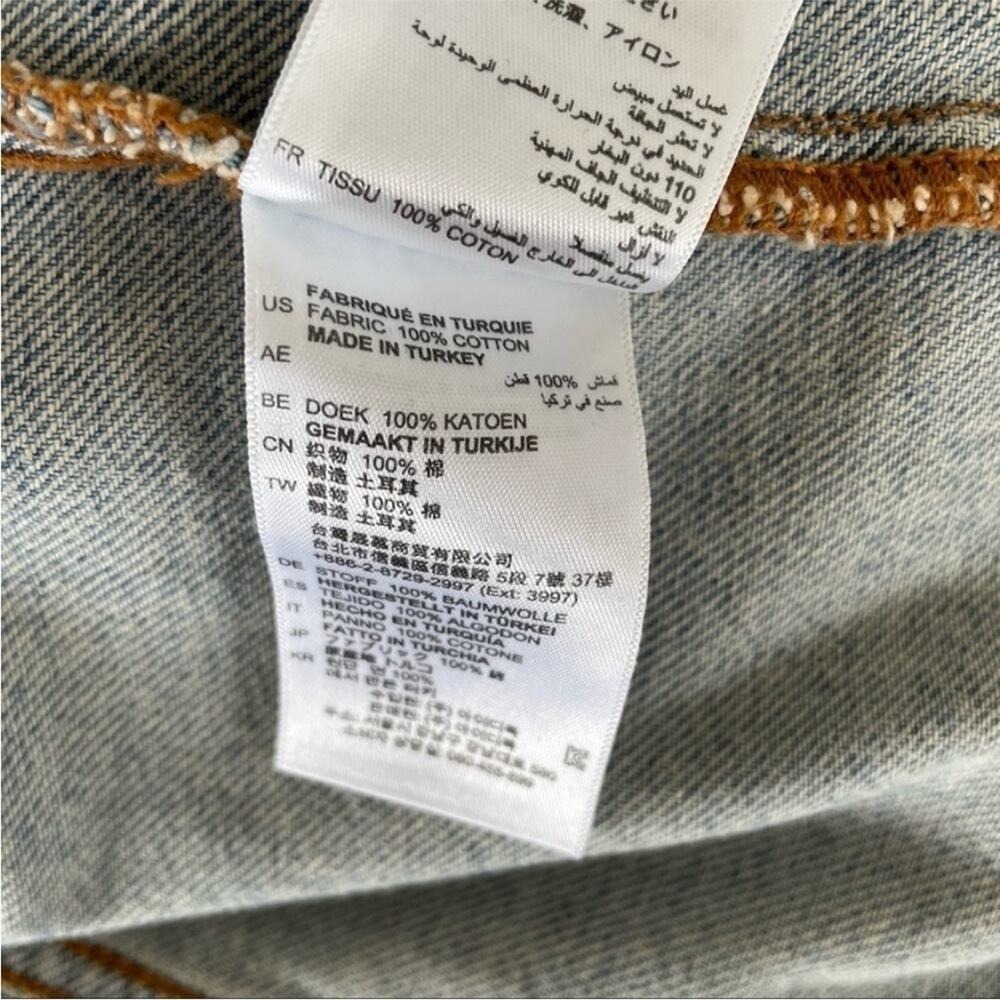 Sandro Pearl Embellished Oversized Distressed Denim Jean Jacket Size small - Picture 15 of 16